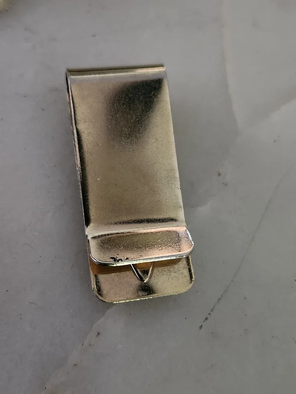 Vtg Gold-Tone Money Clip with Black Inlay and Crystal Accent